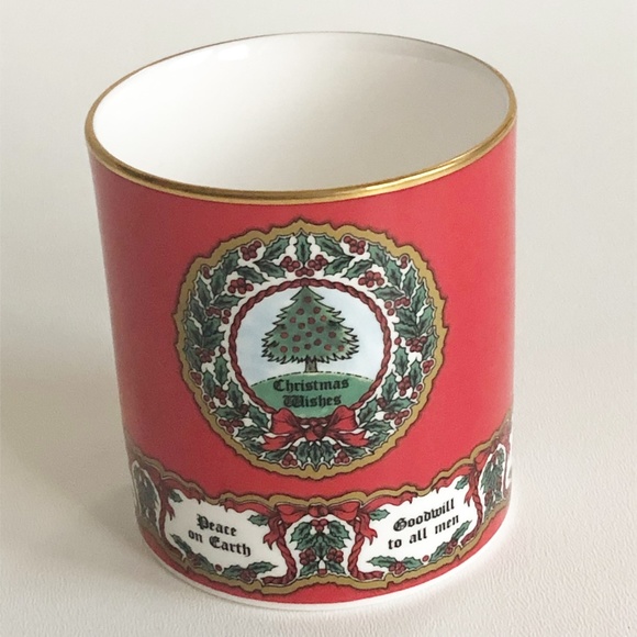 Halcyon Days "Christmas Wishes" English Fine Bone China Cup Holder Gold Rim - Picture 3 of 15